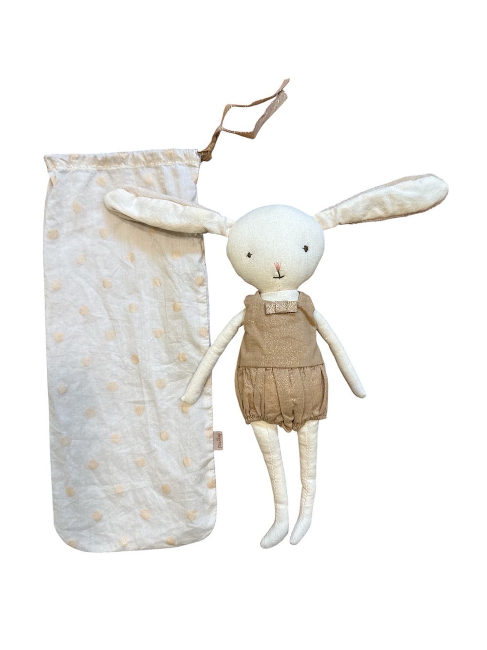 Maileg Bunny Bell in a Bag, Gold, Retired